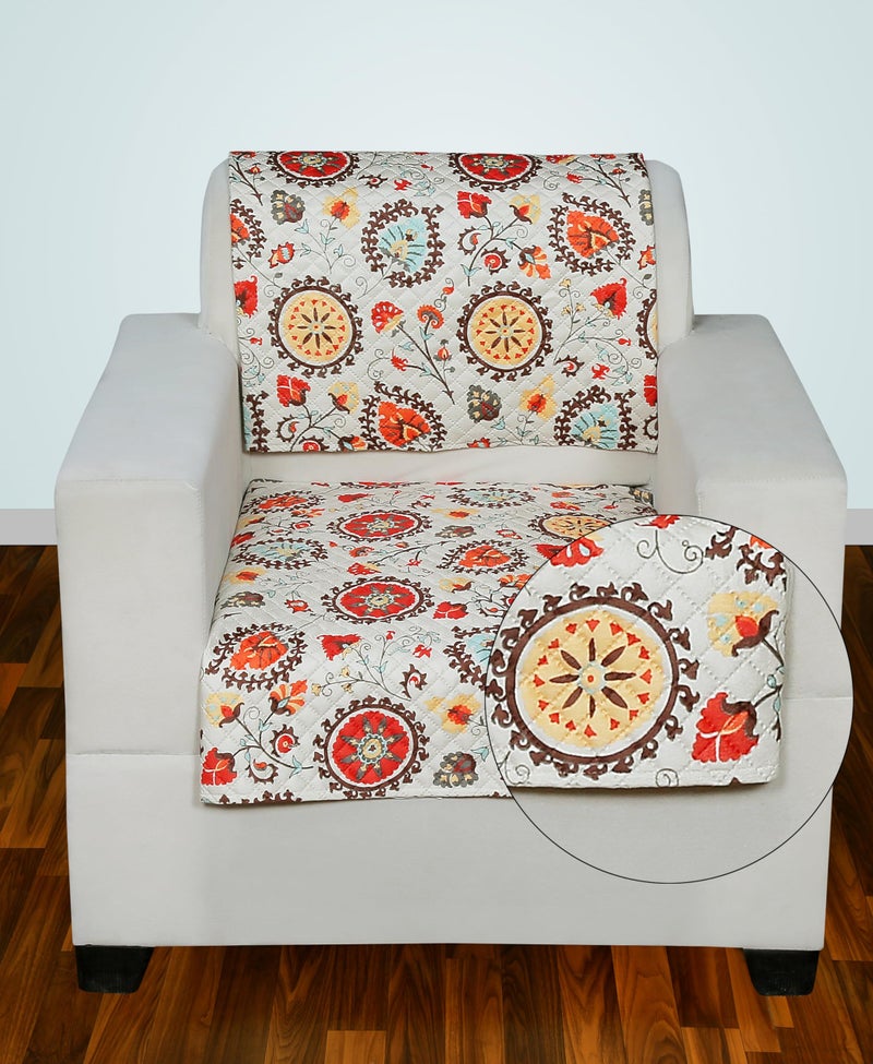 AMAZE ATTIRES Printed Sofa Seat Cover for 5 Seater with Heavy Antiskid Backing & Easily Machine Washable Sofa Seat Runner for Couch - (27 x 24 Inches - 4 Pieces, 27 x 72 Inches - 2 Piece) Red Floral - Image 5