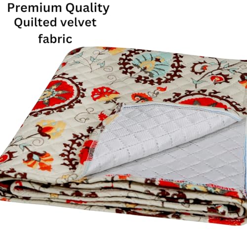 AMAZE ATTIRES Printed Sofa Seat Cover for 5 Seater with Heavy Antiskid Backing & Easily Machine Washable Sofa Seat Runner for Couch - (27 x 24 Inches - 4 Pieces, 27 x 72 Inches - 2 Piece) Red Floral - Image 3