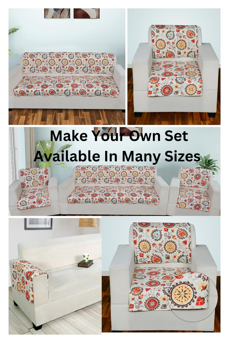 AMAZE ATTIRES Printed Sofa Seat Cover for 5 Seater with Heavy Antiskid Backing & Easily Machine Washable Sofa Seat Runner for Couch - (27 x 24 Inches - 4 Pieces, 27 x 72 Inches - 2 Piece) Red Floral - Image 4