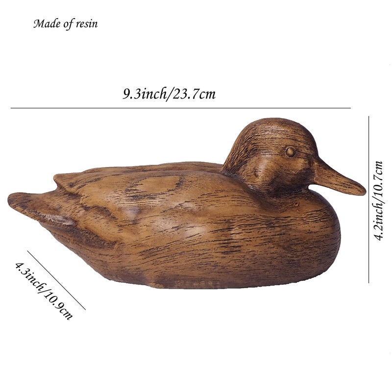 Hymmah Wooden Texture Duck Home Decor Statue Rustic Home Decorations for Living Room, Boho Sculpture Resin Animal Collectible Figurines for Indoor Decor - Image 2