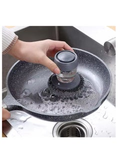 BLUE CORAL Stainless Steel Pan Sponge Portable Kitchen Soap Dispensing Utensils Dishwashing Scrubber Brush Dishwasher Cleaning Brush (1-Pack)  - Image 1