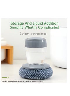 BLUE CORAL Stainless Steel Pan Sponge Portable Kitchen Soap Dispensing Utensils Dishwashing Scrubber Brush Dishwasher Cleaning Brush (1-Pack)  - Image 4
