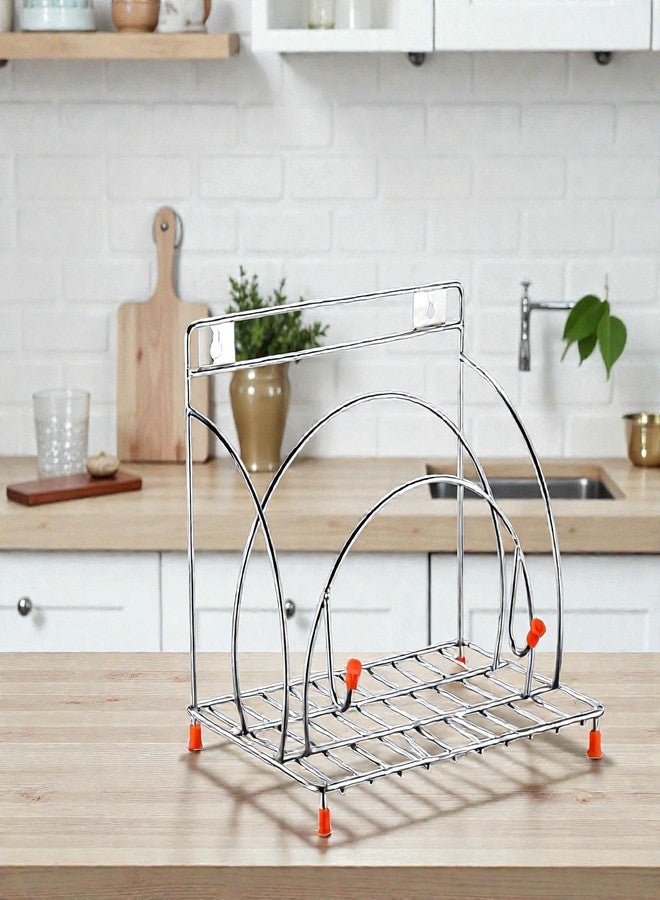 Standify® Rolling Pin_P Stainless Steel Rolling Pin & Tawa Holder Stand Heavy Duty Chapati Belan Stand with Tawa Organizer Rust-Free Kitchen Counter & Wall Mount Storage Rack. - Image 3