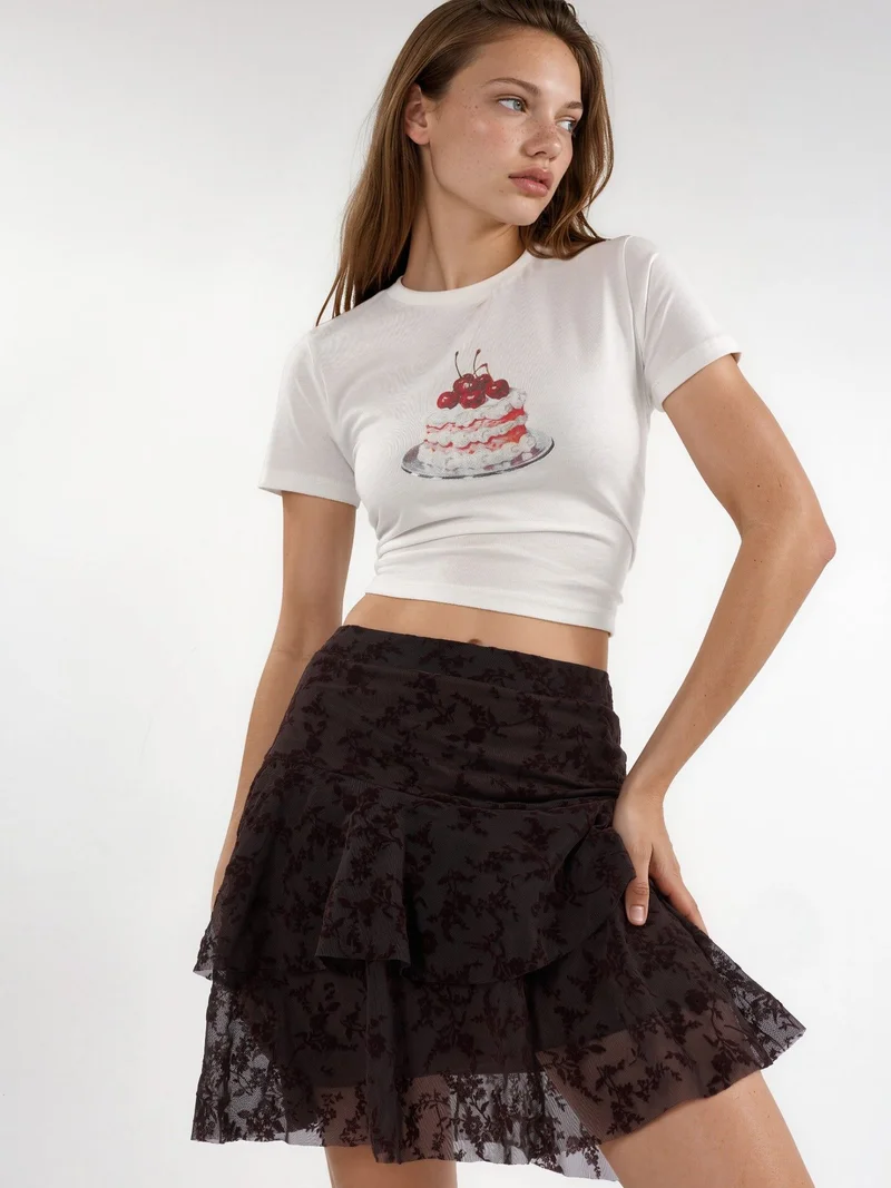 هيكاب High Waist Floral A-Line Mini Skirt