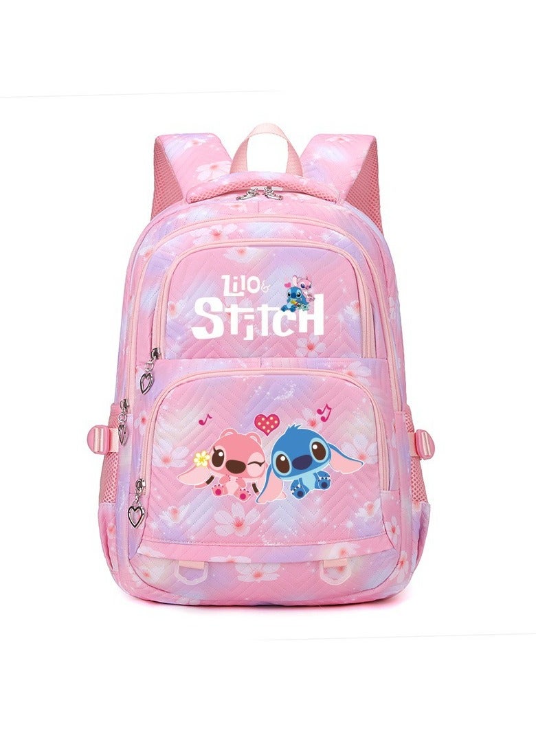 Stitch cartoon print embossed large capacity schoolbag for primary and secondary school students cute backpack light and fashionable backpack 31*43*16CM - Image 1
