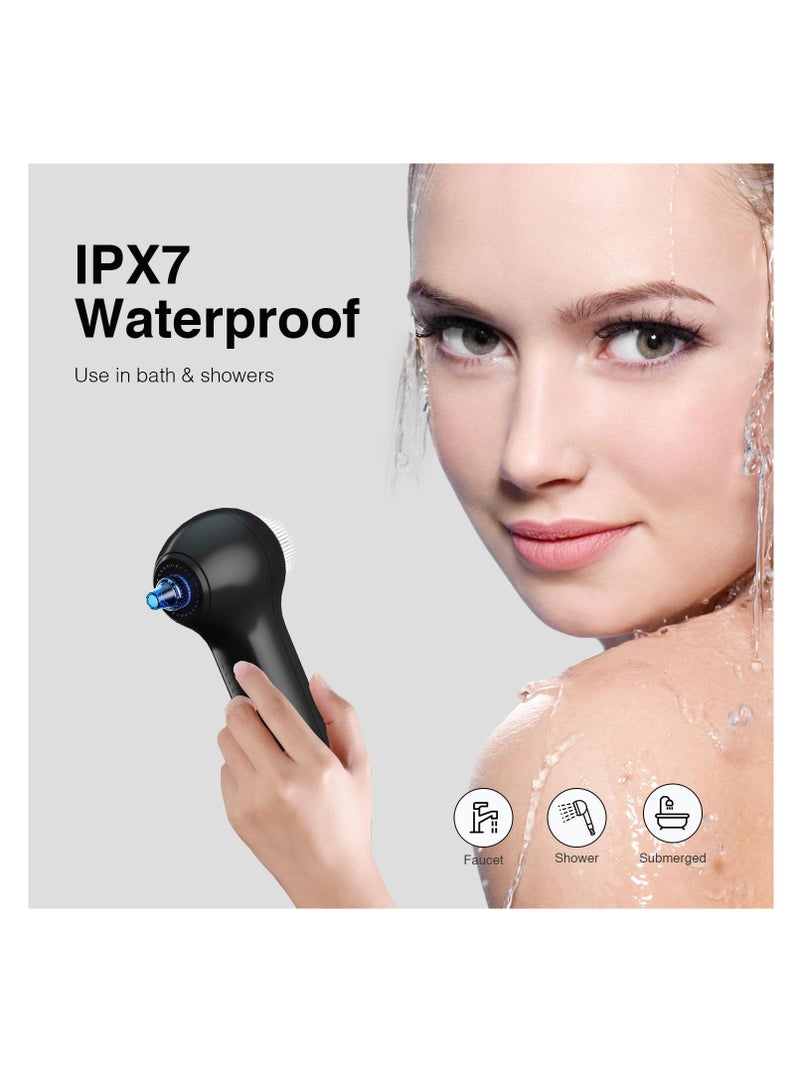 Excefore Face Scrubber Exfoliator with LCD Screen, Rechargeable Facial Cleansing Brush IPX7 Waterproof, 3 in 1 Blackhead Remover Vacuum for Exfoliating, Massaging and Deep Pore Cleansing, Black - Image 3