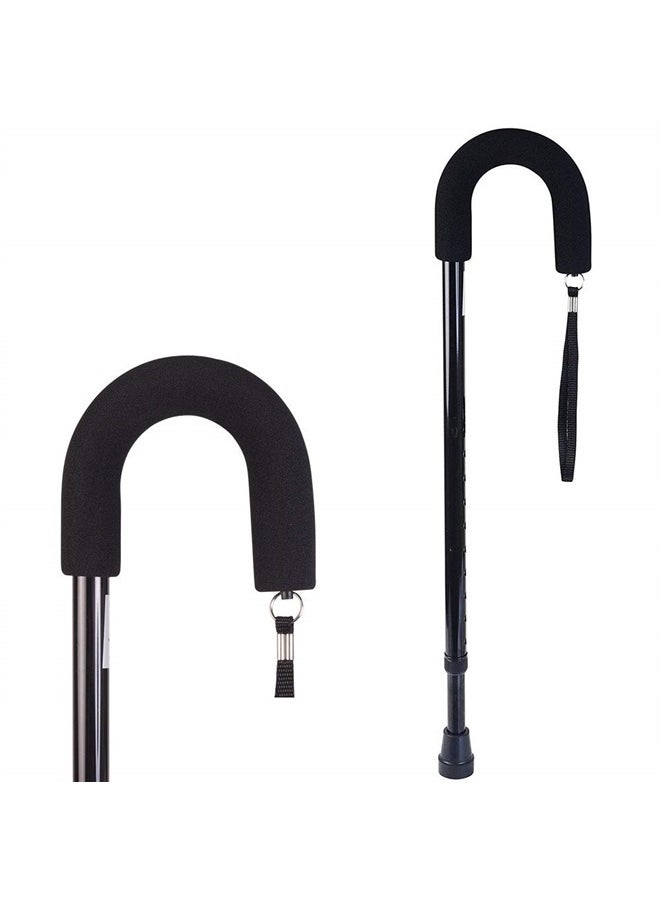 DMI Deluxe Adjustable Cane with Comfort Grip Handle and Strap, Black  - Image 1