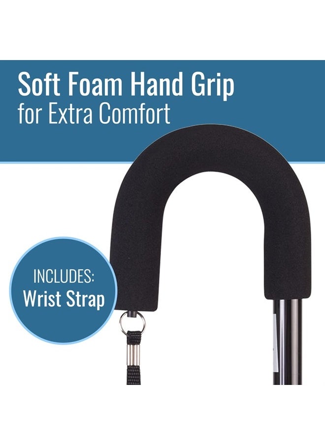 DMI Deluxe Adjustable Cane with Comfort Grip Handle and Strap, Black  - Image 2