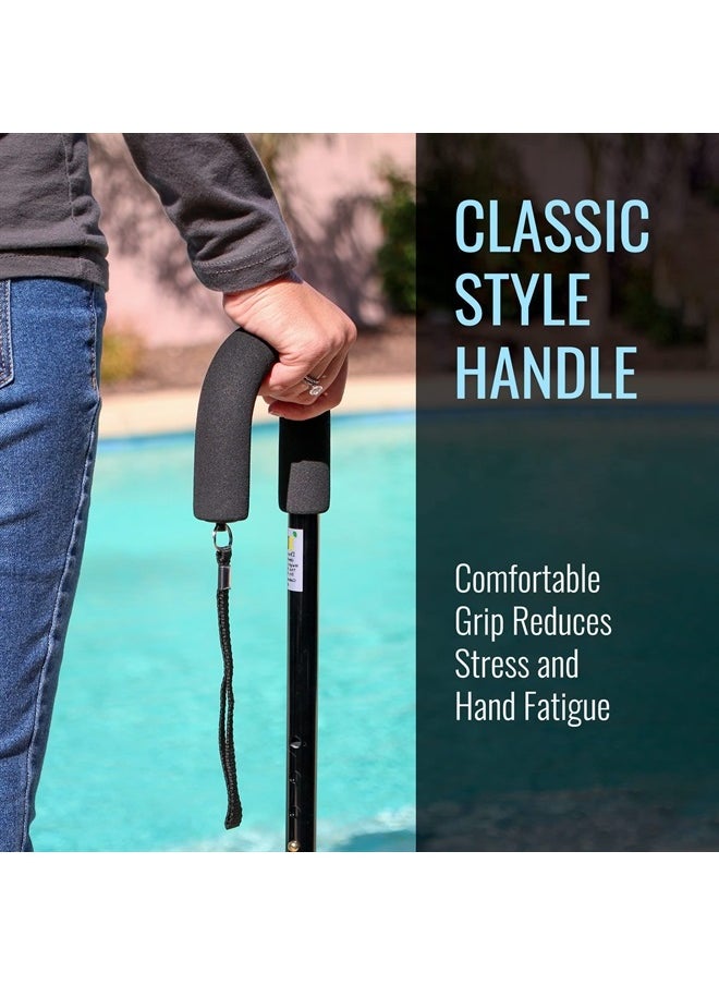 DMI Deluxe Adjustable Cane with Comfort Grip Handle and Strap, Black  - Image 4