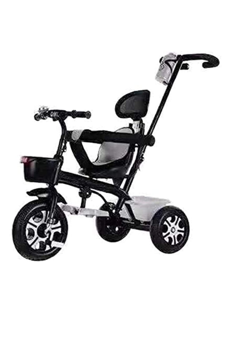Color Black Pushing Tricycle Baby Trike with Pushing Handle kids Tricycle with Basket and Storage Box Toddler Tricycle with Footrest and Seat Belt for 1To 6 Years Old  - Image 1
