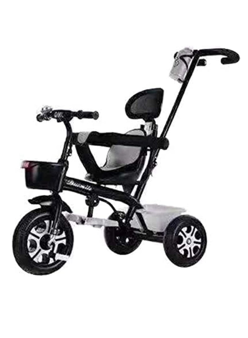 Color Black Pushing Tricycle Baby Trike with Pushing Handle kids Tricycle with Basket and Storage Box Toddler Tricycle with Footrest and Seat Belt for 1To 6 Years Old  - Image 2