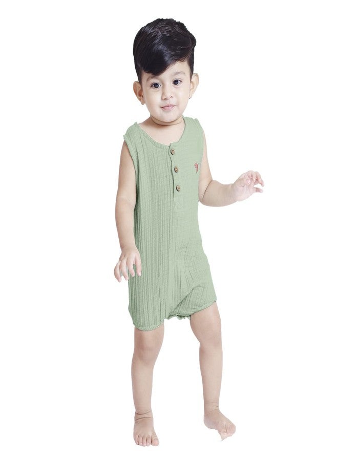 THEONI Organic Cotton Baby Romper - Muslin Double Gauze Jumpsuit for Newborns & Toddlers | Soft, Breathable, Unisex Playsuit | Comfortable Daily Wear (APP-2000 SAG-18-24 Months) - Image 1