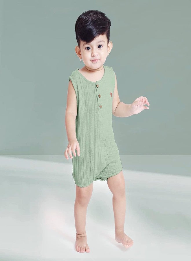 THEONI Organic Cotton Baby Romper - Muslin Double Gauze Jumpsuit for Newborns & Toddlers | Soft, Breathable, Unisex Playsuit | Comfortable Daily Wear (APP-2000 SAG-18-24 Months) - Image 3