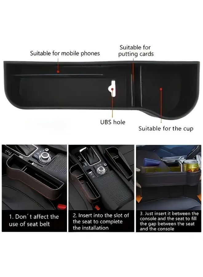 2PCS Car Seat Gap Organizer Storage Box With Cup Holder For Driver And Passenger - Image 4