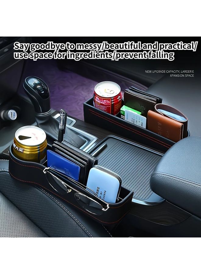 2PCS Car Seat Gap Organizer Storage Box With Cup Holder For Driver And Passenger - Image 1