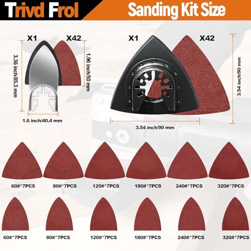 Trivd Frol 121 Pack Oscillating Saw Blades, Titanium Oscillating Tool Blades with Sandpaper, Multitool Blades for Wood Metal Plastics Cutting, Multi Tool Blades Kits Fit Bosch Dewalt Ryobi Milwaukee - Image 3