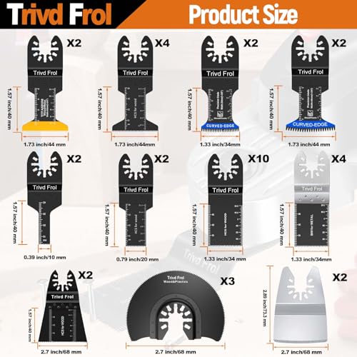 Trivd Frol 121 Pack Oscillating Saw Blades, Titanium Oscillating Tool Blades with Sandpaper, Multitool Blades for Wood Metal Plastics Cutting, Multi Tool Blades Kits Fit Bosch Dewalt Ryobi Milwaukee - Image 2