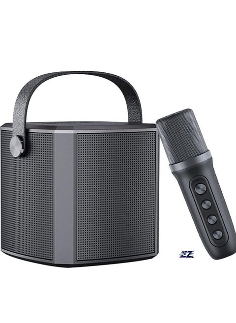 Portable Bluetooth Karaoke Speaker with Rechargeable Wireless Microphone, Type-C Charging, Multiple Voice Modes, TF Card Support, Black – Perfect for Parties, Karaoke & Home Entertainment