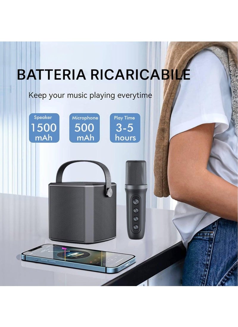 Portable Bluetooth Karaoke Speaker with Rechargeable Wireless Microphone, Type-C Charging, Multiple Voice Modes, TF Card Support, Black – Perfect for Parties, Karaoke & Home Entertainment