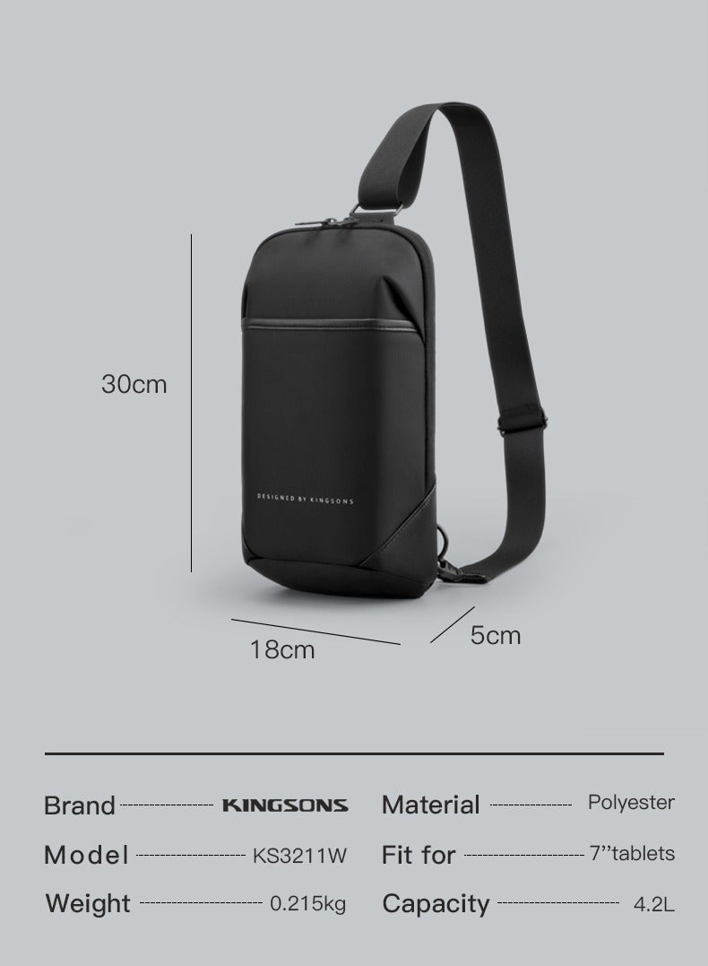 kingsons KINGSONS MULTIFUNCTIONAL CHEST BAG KS3211W Black WATER-RESISTANT, SHOCK-RESISTANT, SLIM DEISGN  - Image 5