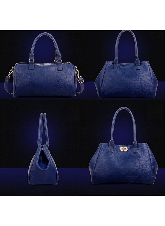 5-Piece Crocodile Pattern Bags Blue - Image 2