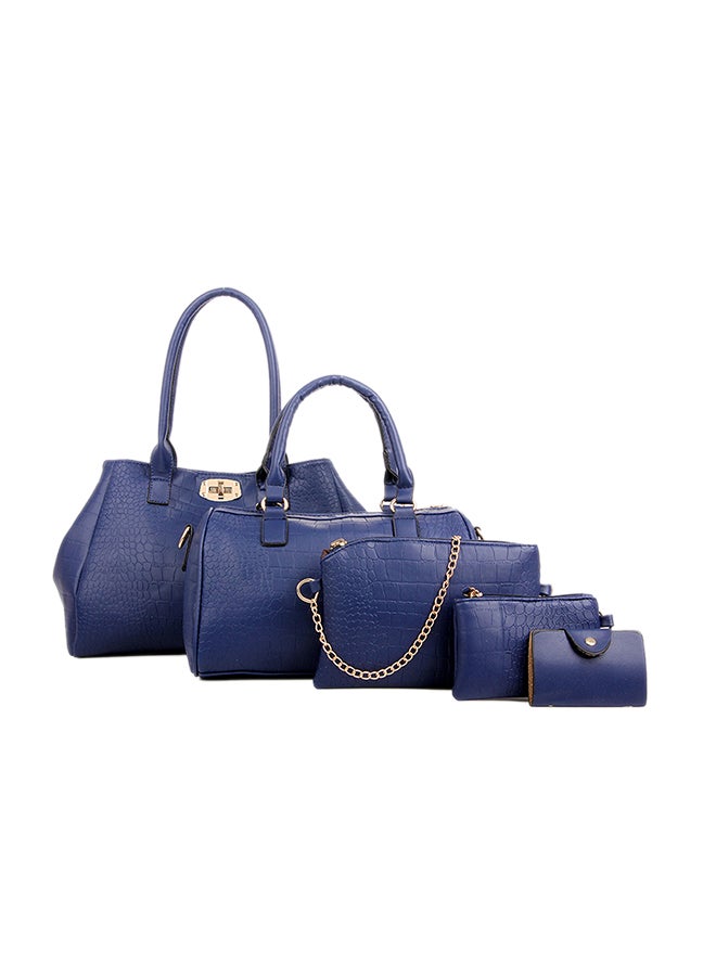 5-Piece Crocodile Pattern Bags Blue - Image 1