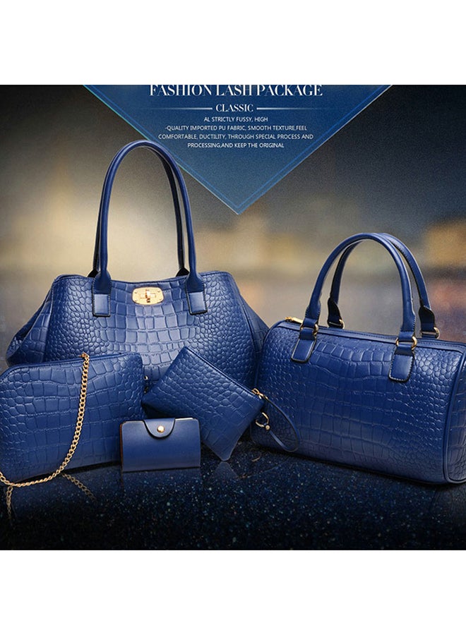 5-Piece Crocodile Pattern Bags Blue - Image 5