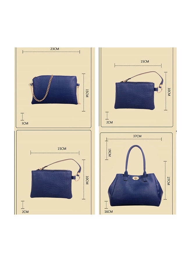 5-Piece Crocodile Pattern Bags Blue - Image 3
