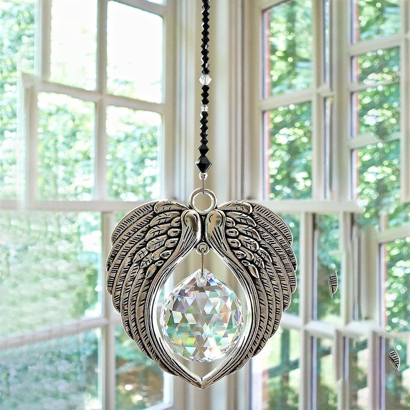 cheekyglo Car Angel Wings Crystal Suncatcher - Car Sun Catcher Crystal Angel Feather Pendant Car Mirror Hanging Accessories Birthday Gift for Your Daughter, Girlfriend, Wife, Sister (Sliver) - Image 4