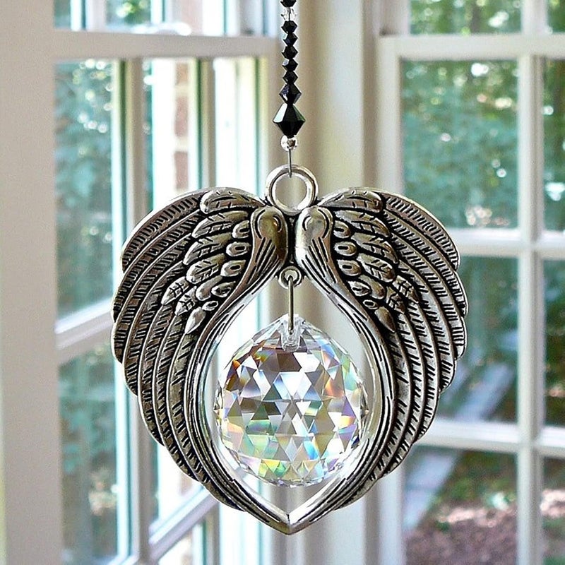 cheekyglo Car Angel Wings Crystal Suncatcher - Car Sun Catcher Crystal Angel Feather Pendant Car Mirror Hanging Accessories Birthday Gift for Your Daughter, Girlfriend, Wife, Sister (Sliver) - Image 3