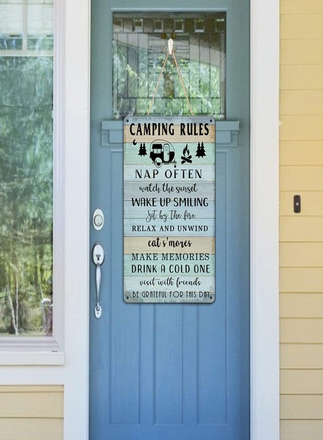 Liukliut Camping Decor For Camper Camping Rules Sign Metal Tin Signs Lake Camper Door Decorations For Inside Funny Camping Themed Decor Rv Wall Art Decor Cabin Sign 12 X 8 Inch - Image 5