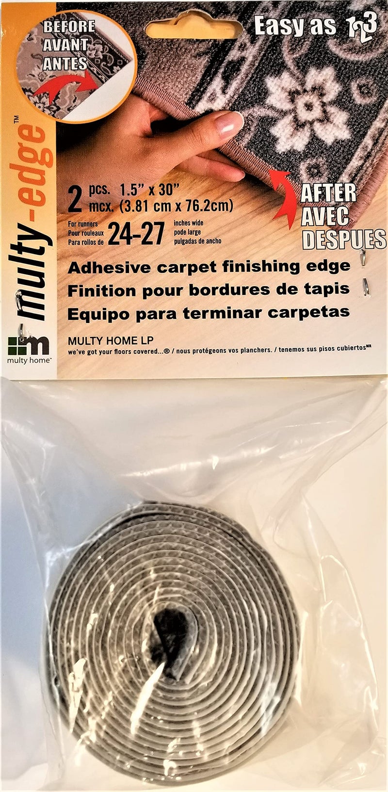 Multy Home Multy Adhesive Carpet Finishing Edge 15 x 30 Grey 2Pieces - Image 3