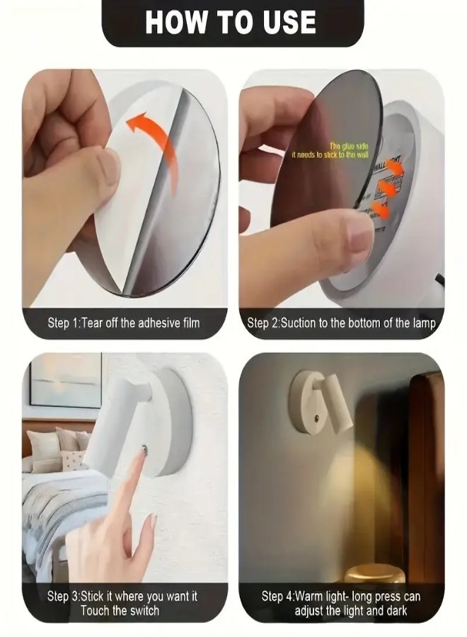 AROAQ 360° Rotating Magnetic LED Night Light – Rechargeable Touch-Control Lamp with Adjustable Brightness, Modern Design for Bedroom, Cabinet, Desk, Living Room & Bar Decor - White LED Light - Image 4