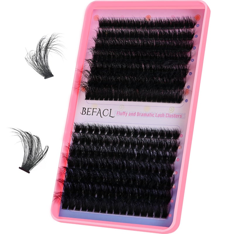 BEFACL Lash Clusters Fluffy Individual Lashes 80D+120D Thick Eyelash Clusters D Curly Wispy Eyelash Extensions 10-22mm Eyelashes Cluster 252pcs False Eyelashes DIY SinuVelv Lash Extension by Befacl - Image 1