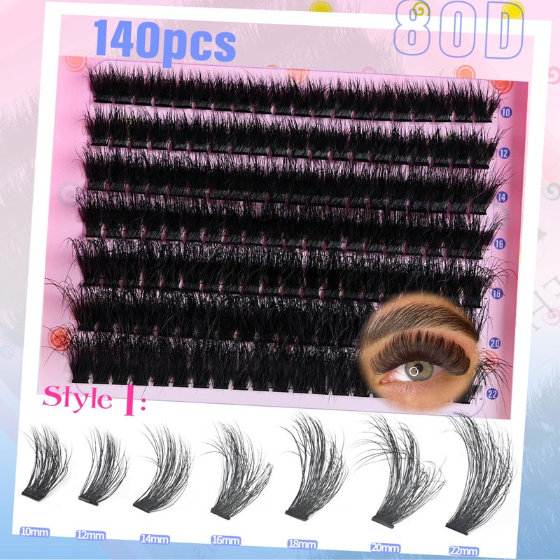 BEFACL Lash Clusters Fluffy Individual Lashes 80D+120D Thick Eyelash Clusters D Curly Wispy Eyelash Extensions 10-22mm Eyelashes Cluster 252pcs False Eyelashes DIY SinuVelv Lash Extension by Befacl - Image 2