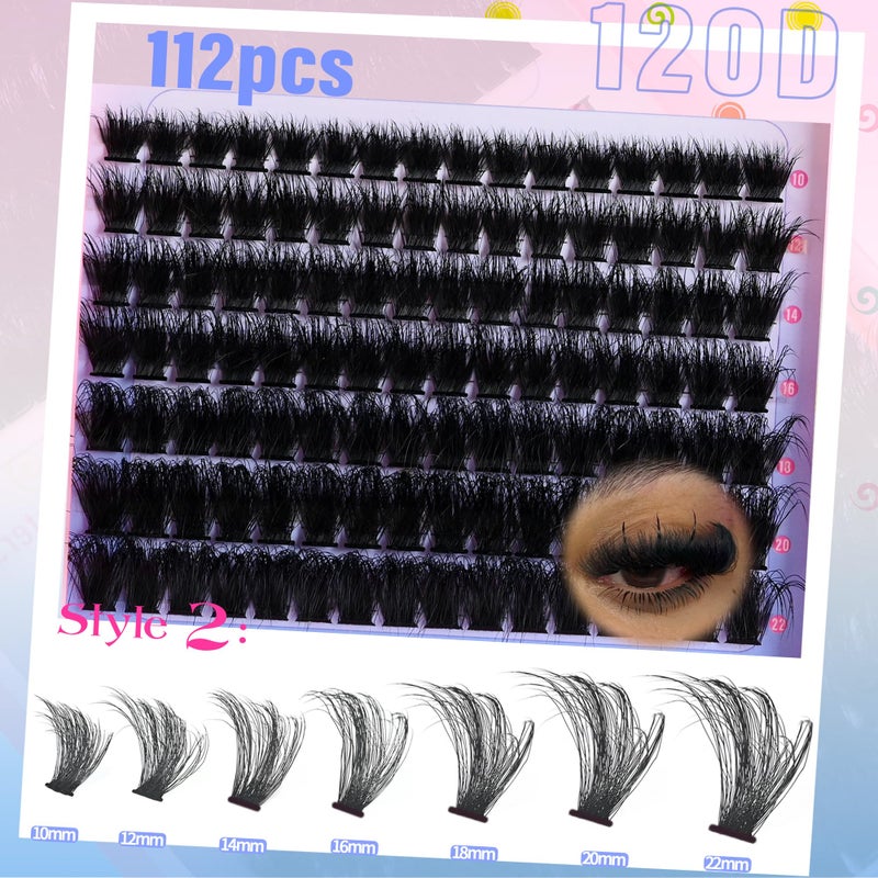BEFACL Lash Clusters Fluffy Individual Lashes 80D+120D Thick Eyelash Clusters D Curly Wispy Eyelash Extensions 10-22mm Eyelashes Cluster 252pcs False Eyelashes DIY SinuVelv Lash Extension by Befacl - Image 3