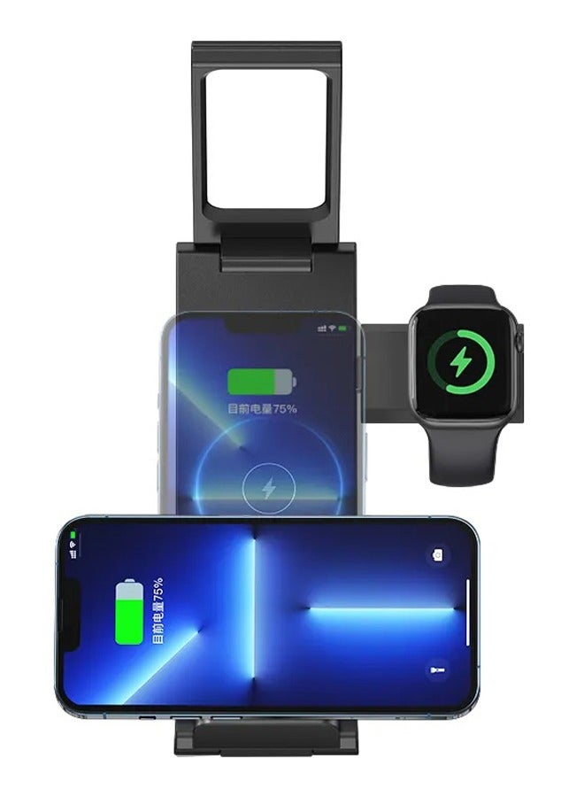 Usams حامل شحن لاسلكي مغناطيسي 4 في 1 بقوة 15 وات مع 3 أوضاع لمصباح طاولة متوافق مع أجهزة Apple لشحن iPhone لاسلكيًا وشحن الساعة الذكية وشحن سماعات الأذن في نفس الوقت - Image 2