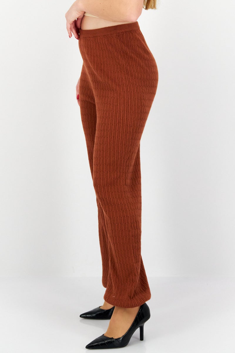 BB Dakota by Steve Madden Women Knitted Pull-On Jogger Pants, Brown  - Image 3