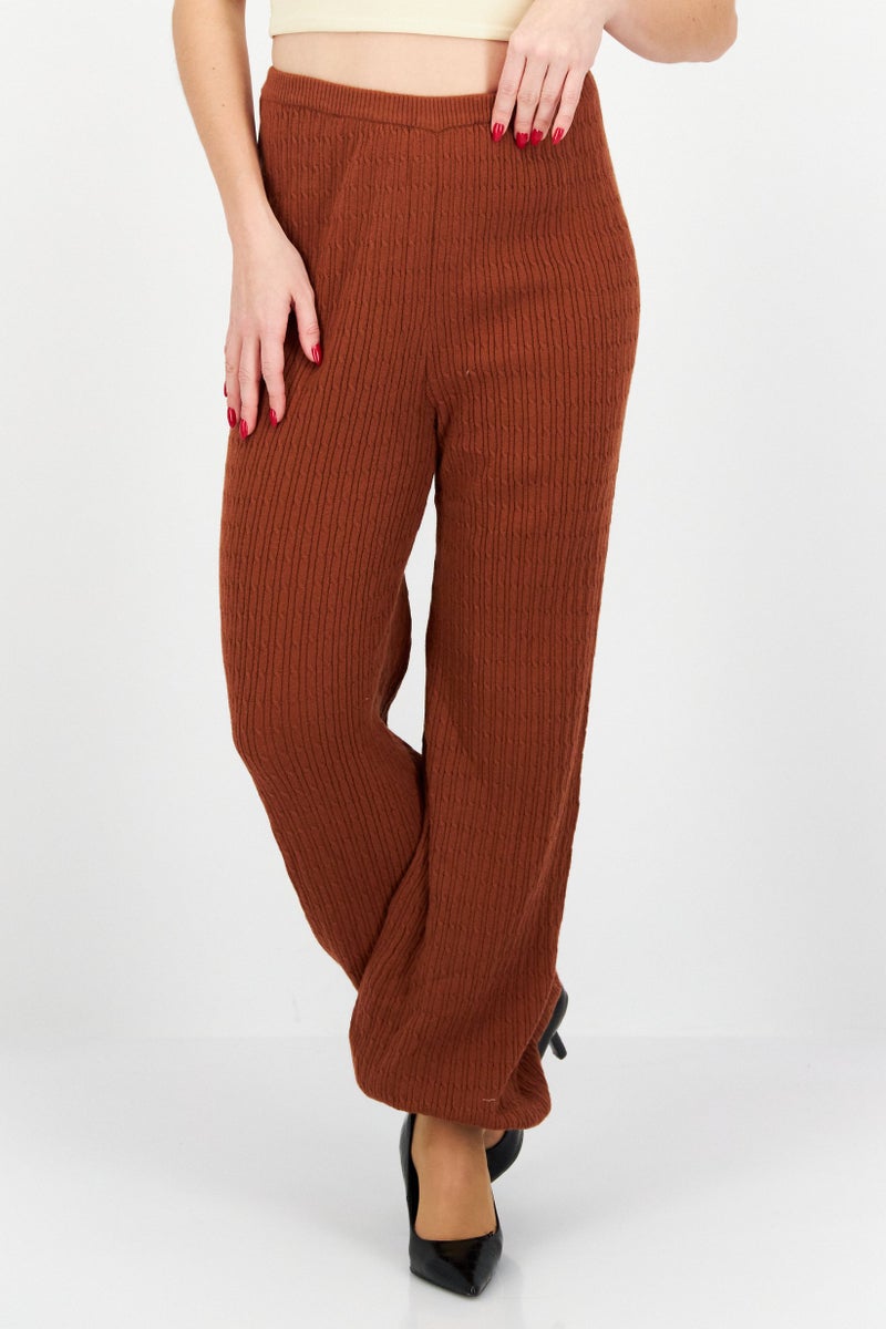 BB Dakota by Steve Madden Women Knitted Pull-On Jogger Pants, Brown  - Image 1