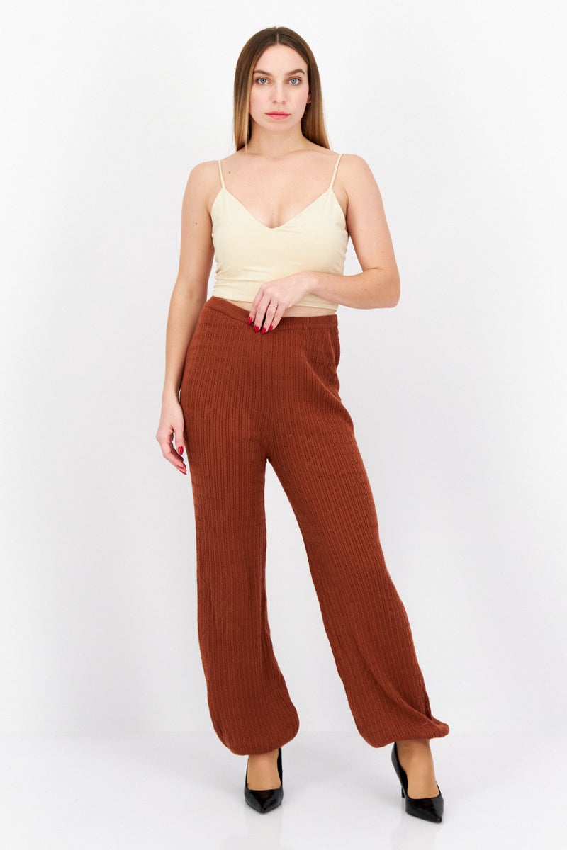STEVE MADDEN BB Dakota by Steve Madden Women Knitted Pull-On Jogger Pants, Brown - Image 4