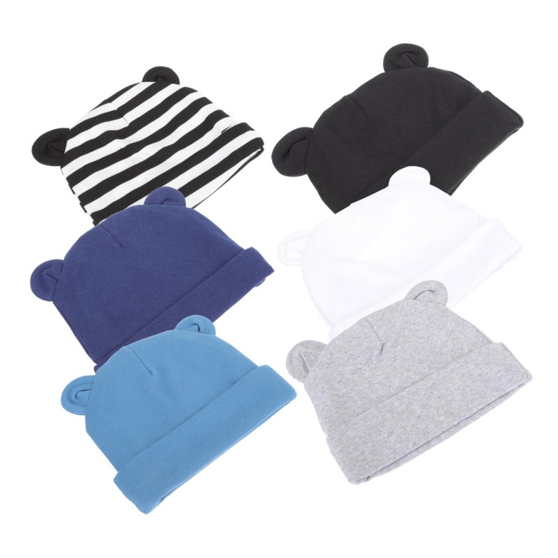 6Pcs Newborn Winter Hats For Boys Girls With Bear Ears In Cotton - Image 2
