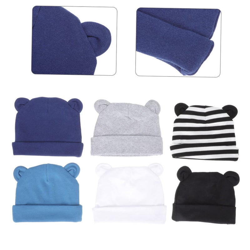 6Pcs Newborn Winter Hats For Boys Girls With Bear Ears In Cotton - Image 5