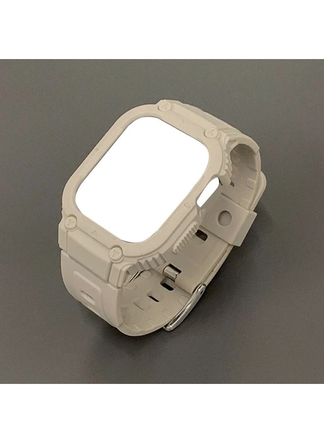 حالة ساعة بيضاء متينة واقية مقاس 44 ملم و 45 ملم متوافقة مع سلسلة iWatch بمشبك معدني - Image 1