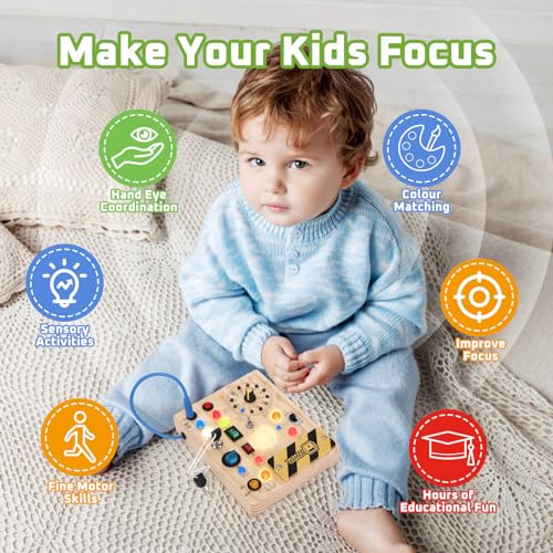 Grarain Busy Board for Toddlers - Montessori Educational Toy for 1-3 Year Old Boys & Girls | Travel-Friendly Sensory Learning Activity | Ideal for Kids with Autism(Clocks Busy Board) - Image 5