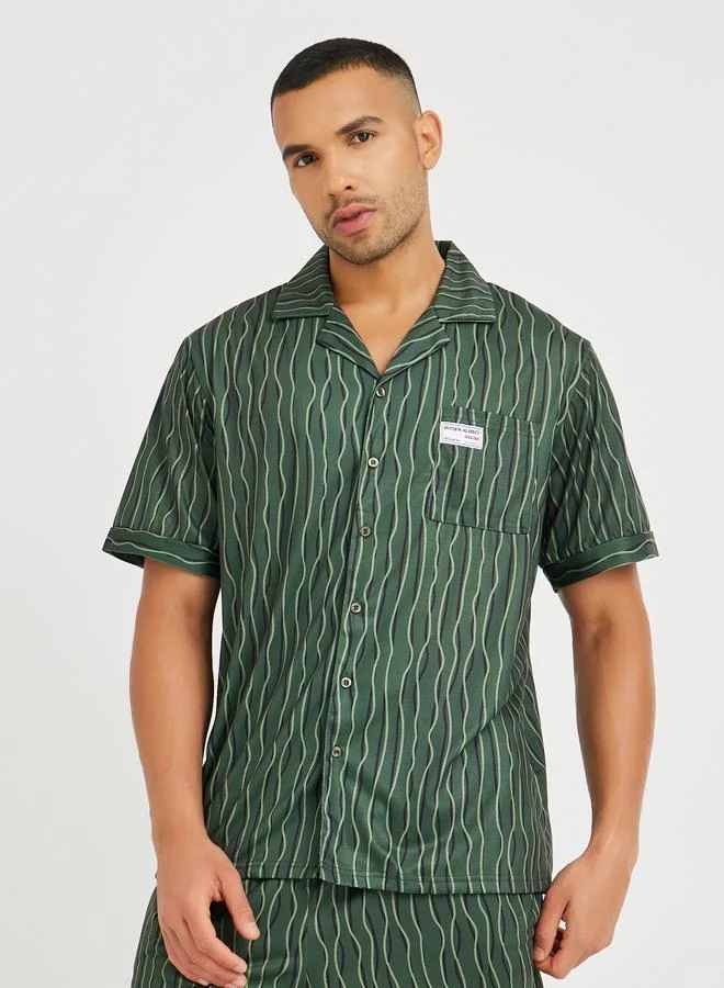 Styli Styli Printed Short Sleeve Shirt and Shorts Pyjama Set