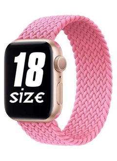 Generic 42/44/45 Solo Loop Fabric Braided Rubber Band For Apple Watch Series 8/1/2/3/4/5/6/7 (medium,Pink) 