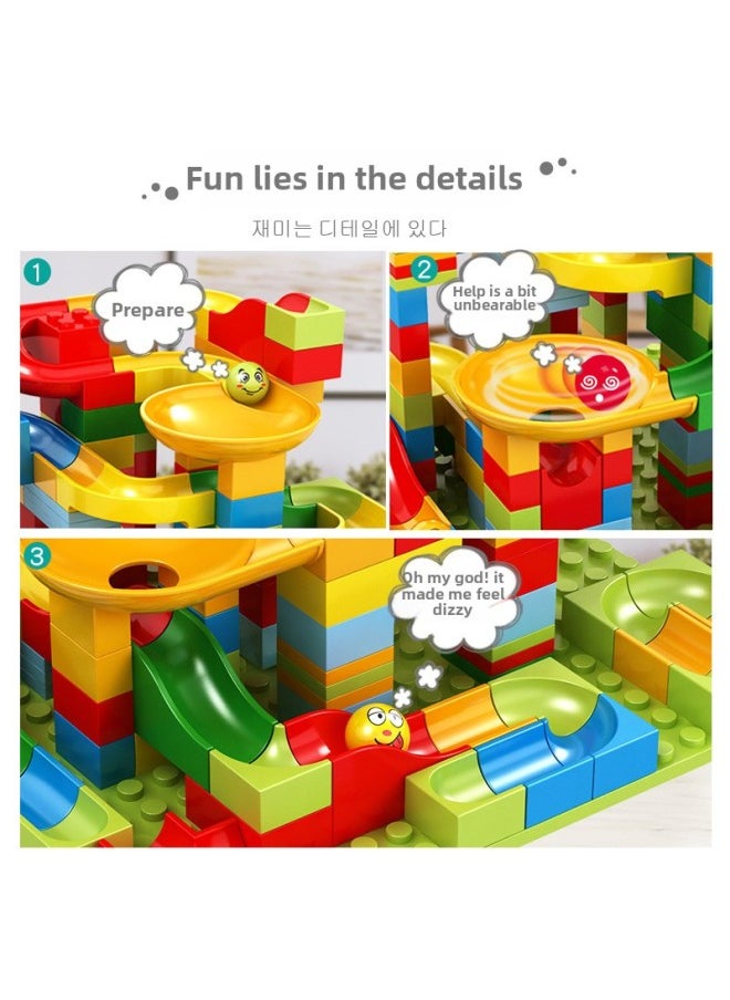 Generic - # Variables Slide Building Blocks Table Assembled Toys Puzzle 3 To 6 Years Old Boy Child Size Granular Ball Rail-Color:Slide Building Blocks [267 Particles] Including 12 Balls + 3 Base Plates - Image 1