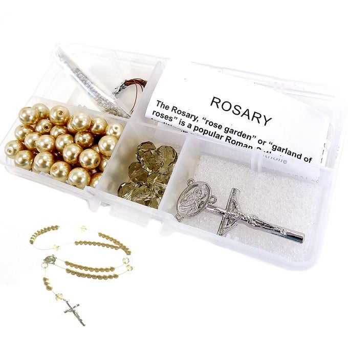 ROSARY MAKING KIT GOLD CATHOLIC PRAYER NECKLACE SUPPLIES FOR WOMEN DIY JEWELRY SUPPLIES GIFT FOR BEADER 1 PACK