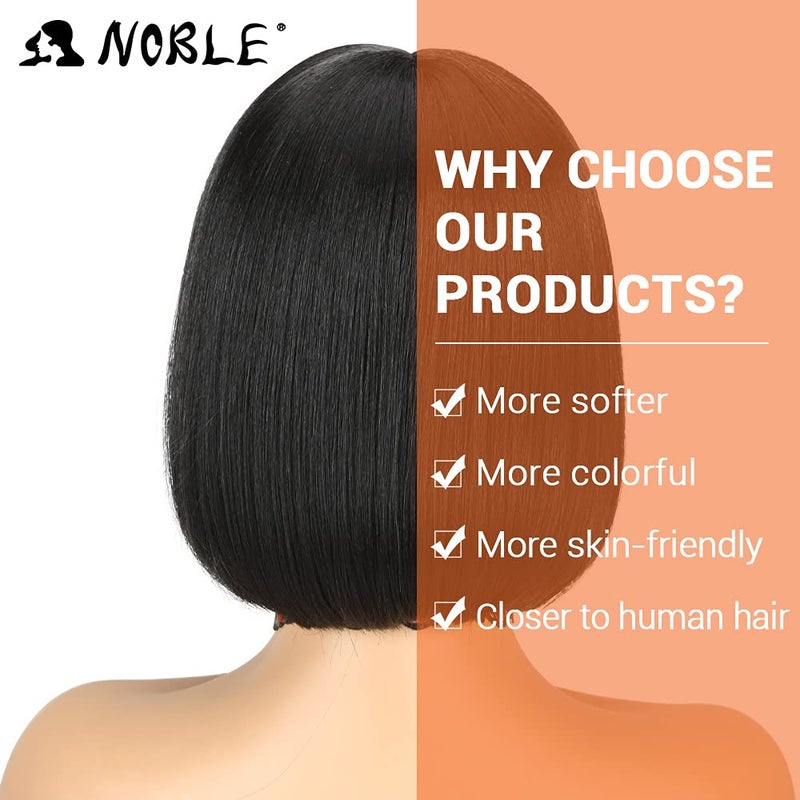 NOBLE Bob Wig Short Straight Synthetic Wig with Side Part Blunt Cut T-Lace Short Wig 10 Inch Side Part Black Wigs for Women Daily Wear - Image 4