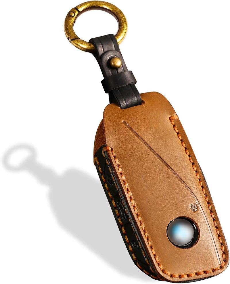 OLLEN Genuine Leather Key Fob Cover for BMW - Image 1